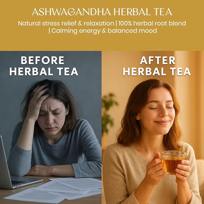 BlendArt Teas - Ashwagandha Root TeaBags - 30 Count - Pyramid Tea Bag |Ancient Adaptogen Superfood for Men and Women | Helps in Relive Stress | Promote Cleansing & Wellness | Caffeine Free | Ziplock Pouch