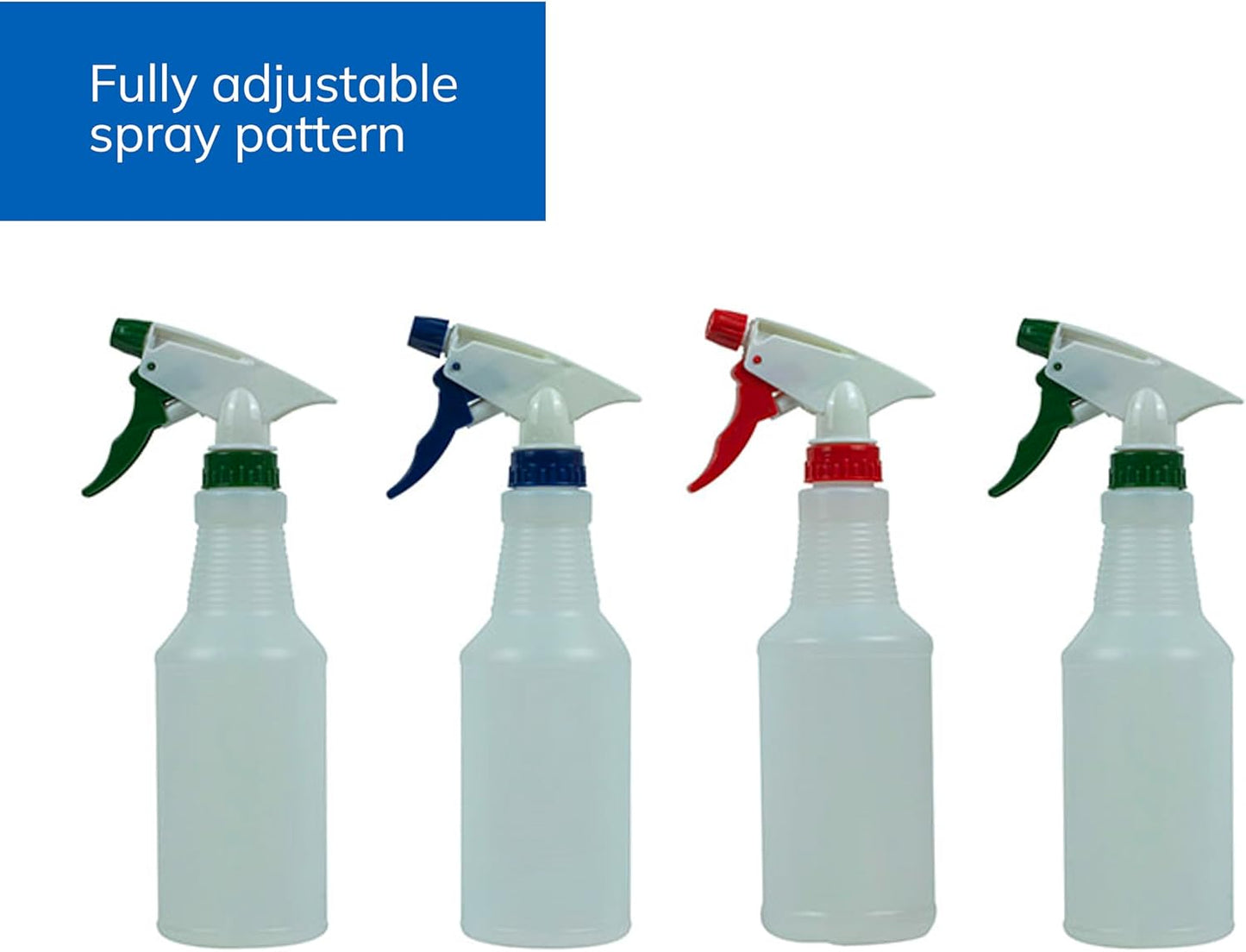 Sprayco 16oz Spray Bottle, 4 Pack – Adjustable Nozzle, Durable Plastic, All-Purpose Cleaning, Gardening & Auto Detailing, Made in USA