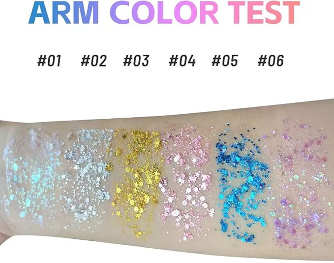 Pink Hair Glitter Stick, Chunky Sequins Body Face Glitter Singer Concert Outfits for Women,Body Paint for Kids,Waterproof Shimmer Rave Music Festival Accessories for Parties & Events