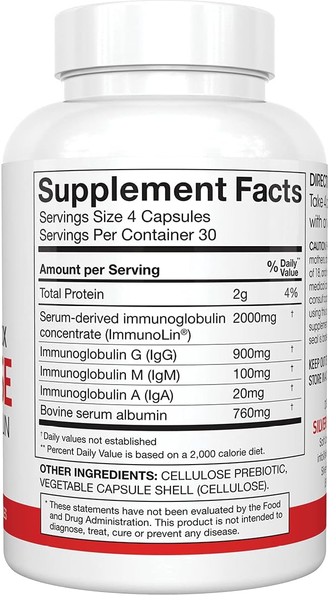 Silver Fern Cleanse - Daily Gut - 2 Bottle - 240 Capsules - 60 Day Supply - Immunoglobulin G, A & M -(IgG, IGA, IgM) - Digestive System & Immune System Support - Postbiotic