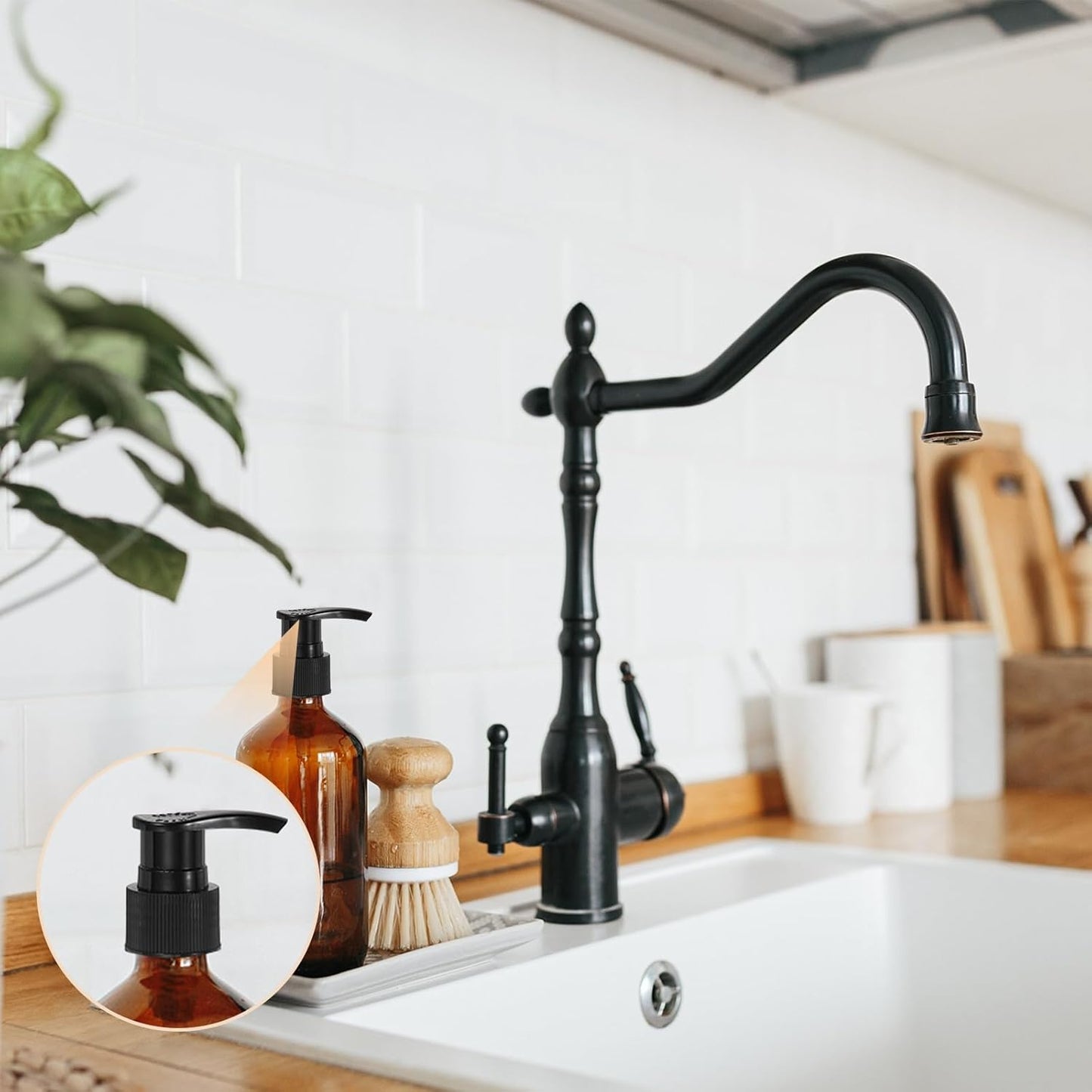 uxcell 16 Pcs Soap Dispenser Pump Heads Soap Dispensers Top Pumps Replacement Switch Pumphead for Standard 24/416 Neck Size Lotion Shampoo Bottle, Black