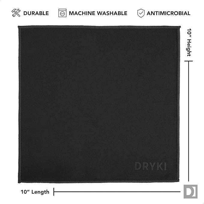 Pocket-Sized Sweat Towels - The Original Sweat Absorbing Handkerchiefs - Quick-Dry Microfiber Sweat Rags for Face, Hands, & Body - Men & Women - Gym, Sports, and Work (Black: 5 Pack)