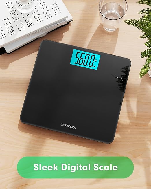 Scale for Body Weight 560lbs Digital High Capacity Bathroom Weighing Bath Scale for Heavy People Weigh Scale with Wide Platform Large LCD Display Batteries Included Black
