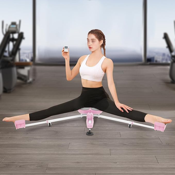 Leg Stretcher Split Machine for Flexibility, Max 330lbs Heavy Duty Split Trainer Equipment, Max. 180ยฐ Opening Leg Stretching Tool for Ballet, Cheerleading, Gymnastics (Pink)