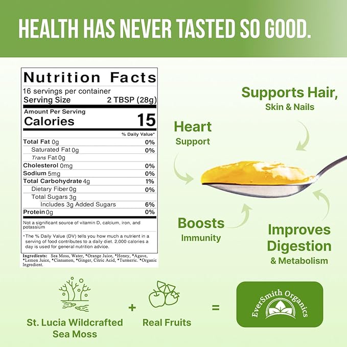 Wildcrafted Irish Sea Moss Gel | Made in USA | Rich in Vitamins & Minerals | Sea Moss Gel Raw | Nutritional Supplement | Lemon Ginger (16 oz)