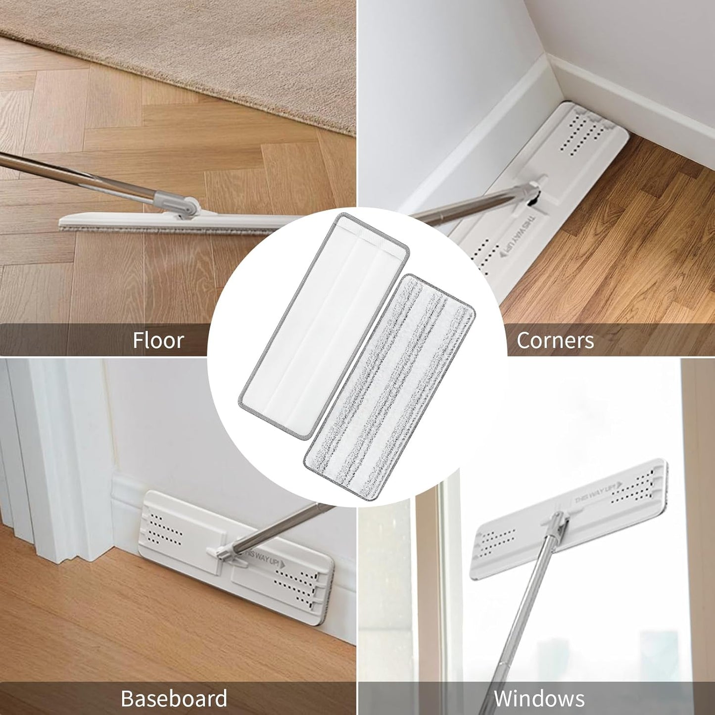 10Pcs Joymoop Mop Replacement Pads, 13 * 4.9'' Universal Mop Pads Mop Head Refills Washable Wet Mop, Compatible with Most 11-13” Size Mops