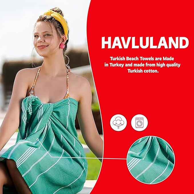 HAVLULAND Oversized Turkish Beach Towel 72’’x40’’ - Set of 12 | 100% Cotton Lightweight Sand Free Quick Dry Pool Towels | Extra Large Bath Towels for Adults Beach Blanket Essentials Case of 12 Pink