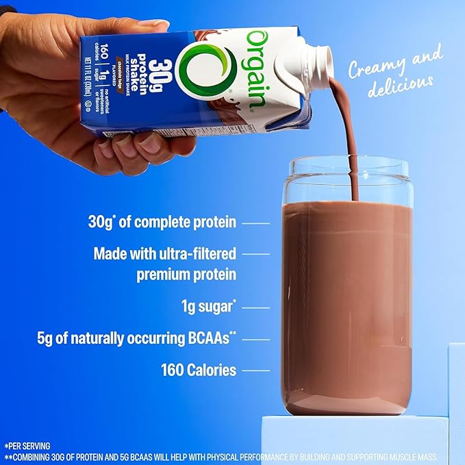 Orgain 30g High Protein Shake Bundle - Chocolate Fudge & Vanilla Bean, 11 Fl Oz (2 Pack of 12) - Dairy Isolate, 6g BCAAs, 1g Sugar, Keto Friendly, Gluten-Free