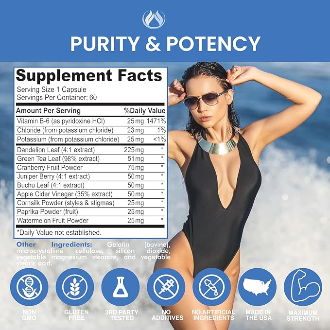 Water Pills Diuretic Water Retention, Liver Detox, Kidney Cleanse, Weight, Swelling, Edema, Bloating Relief, Fluid Balance Watershed Max Strength (1)