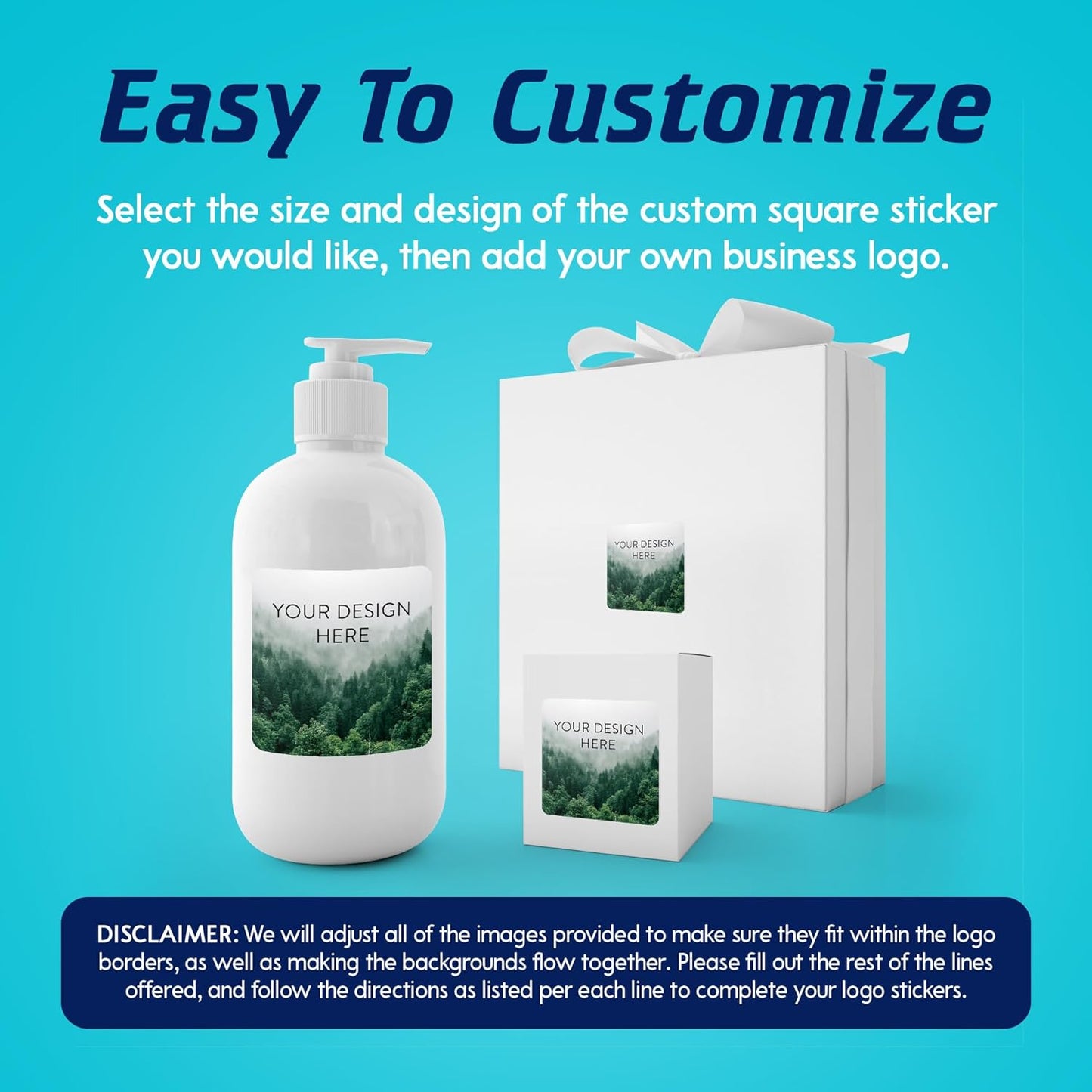 100 Custom Vinyl Stickers - Upload Your own Image, Text, Design, Logo - Personalized Logo Labels for Handmade, Packaging, Bottle, Jars, Candle, Brand Stickers (Foggy Valley, 1.5x1.5 Square)