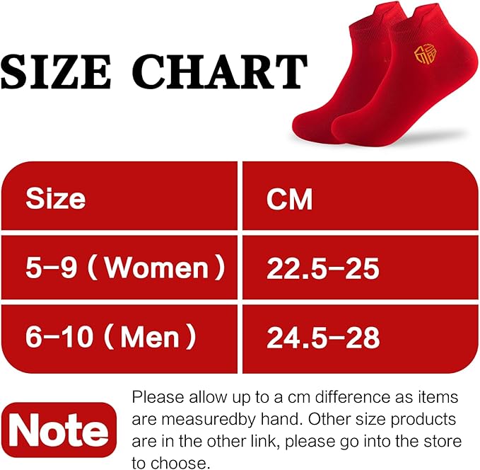 Men's Red Socks Ankle Socks Comfortable White/Black Casual With Heel Tab,Chinese New Year Socks, Size 6-10 (6 pairs)