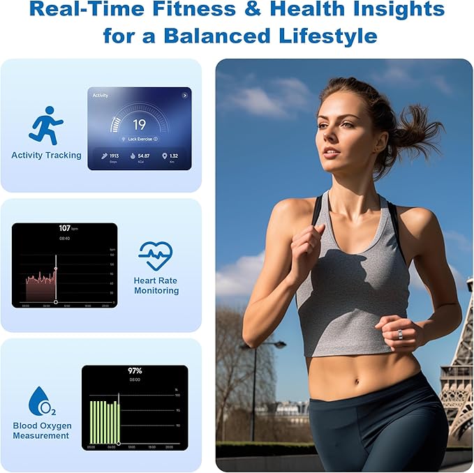 Smart Ring for Women Men - Titanium Health Fitness Tracker Ring with Heart Rate, Step Counting, Calories, Sleep & Stress Monitor for iPhone and Android, No Subscription Fee (Sliver, 6)