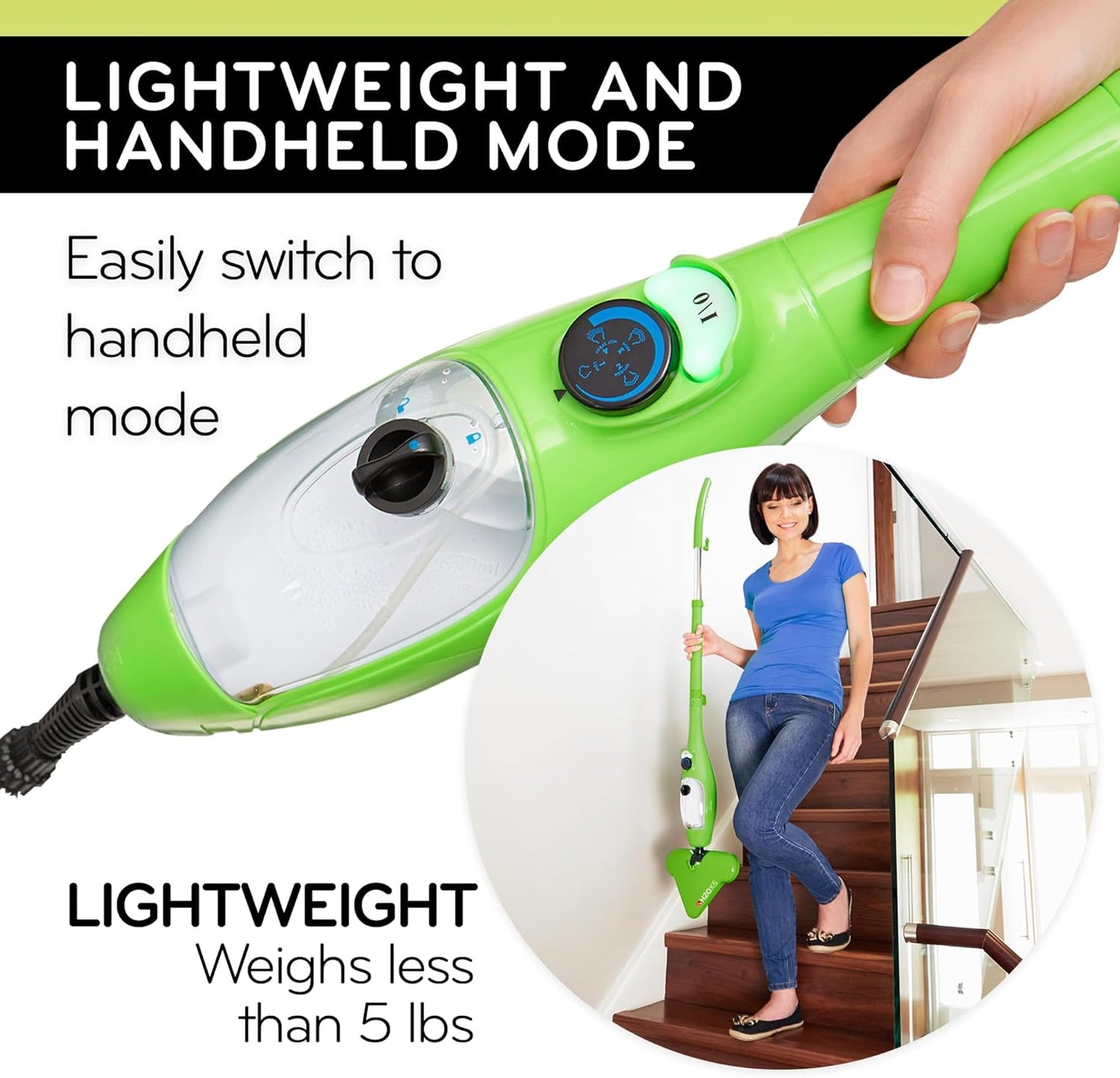 H2O X5 Steam Mop 5-in-1 DualBlast and Handheld Steamer Cleaner For Kitchen Tile Floors, Floor Steamer, Hardwood Floors, Grout Cleaner, Upholstery Cleaner and Carpets