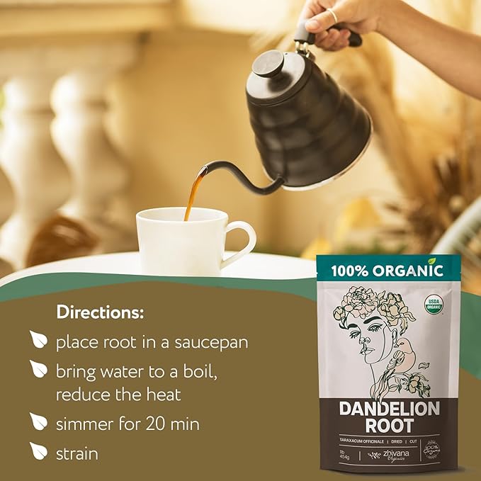 Dandelion Root Organic - Dandelion Tea - Diente de Leon Organico โ Natural Cleansing, Gut Flora, Digestion, Liver, Skin โ 4 oz