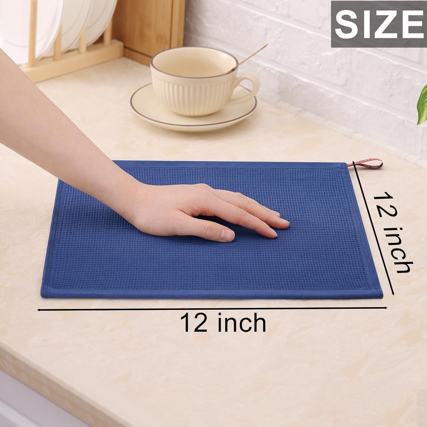 Homaxy 100% Cotton Waffle Weave Dish Cloths - 8 Pack Soft and Absorbent Dish Towels - 12 x 12 Inches Quick Dry Dish Rags - Multiple Colour