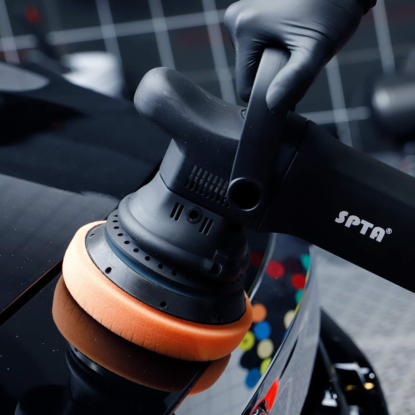 Orange Light Cut Pad, Buffing Polishing Pads, SPTA 3Pcs 6.5 Inch Face for 6 Inch 150mm Backing Plate Compound Buffing Sponge Pads for Car Buffer Polisher Compounding, Polishing and Waxing -X00224Y6O3