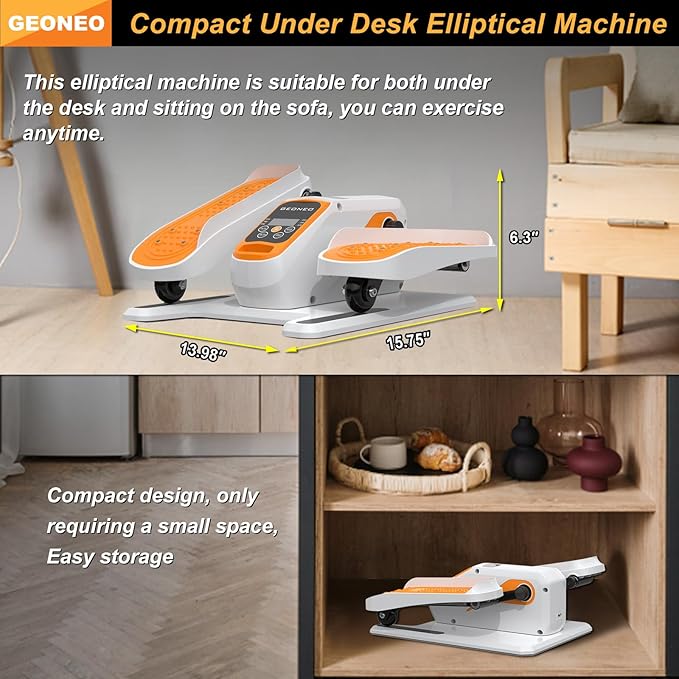 Under Desk Elliptical Machine, Electric Ellipse Leg Exerciser for Senior, Quiet and Compact Electric Seated Pedal Exerciser for Home with Monitor, Remote Control and 12 Adjustable Speeds