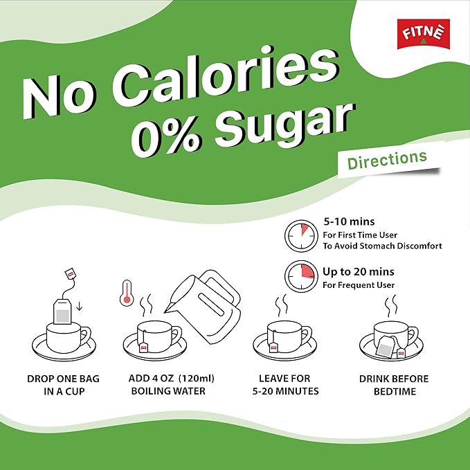 FITNE Green Tea Herbal Honey Lemon With Garcinia Senna Infusion Gentle Detox Cleanse High Antioxidant No Calories Stevia Sweetener, 15 Tea Bags