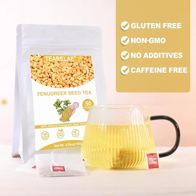 TEARELAE - Fenugreek Tea Bag - 3g x 50 Count - Premium Natural Fenugreek Seed Tea - Non-GMO - Caffeine-free - Support Digestion & Improve Heart Health