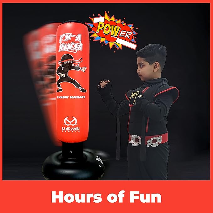 Durable Inflatable Kids Punching Bag for Karate and Boxing β Bounce-Back Martial Arts Bag for Boys and Girls, Great Birthday Gift to Relieve Energy and Build Skills for Boys Ages 4-12