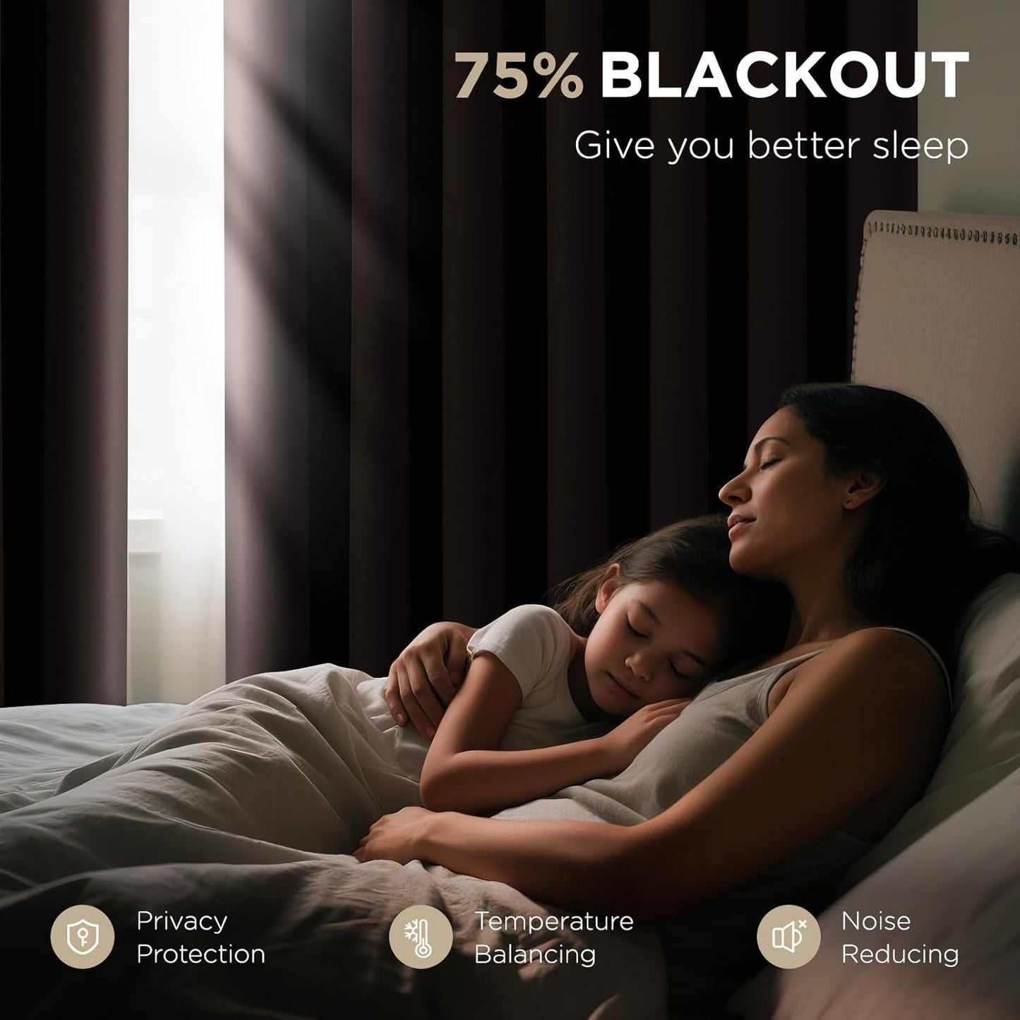 Joydeco Blackout Patio Sliding Door Curtains 84 Inches Long, Grommet Privacy Room Divider Curtains, Extra Wide Thermal Blackout Drapes for Bedroom Living Room (Chocolate, 100Wx84L, 1 Panel)