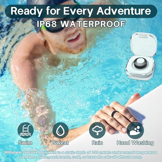Smart Rings for Women Men,Fitness Tracker Ring,Heart Rate,Blood Oxygen,Blood Pressure,Step Tracker,Sleep Monitoring,No Subscription Fee,IP68 Waterproof Smart Ring for iphone&Android(Black 13)