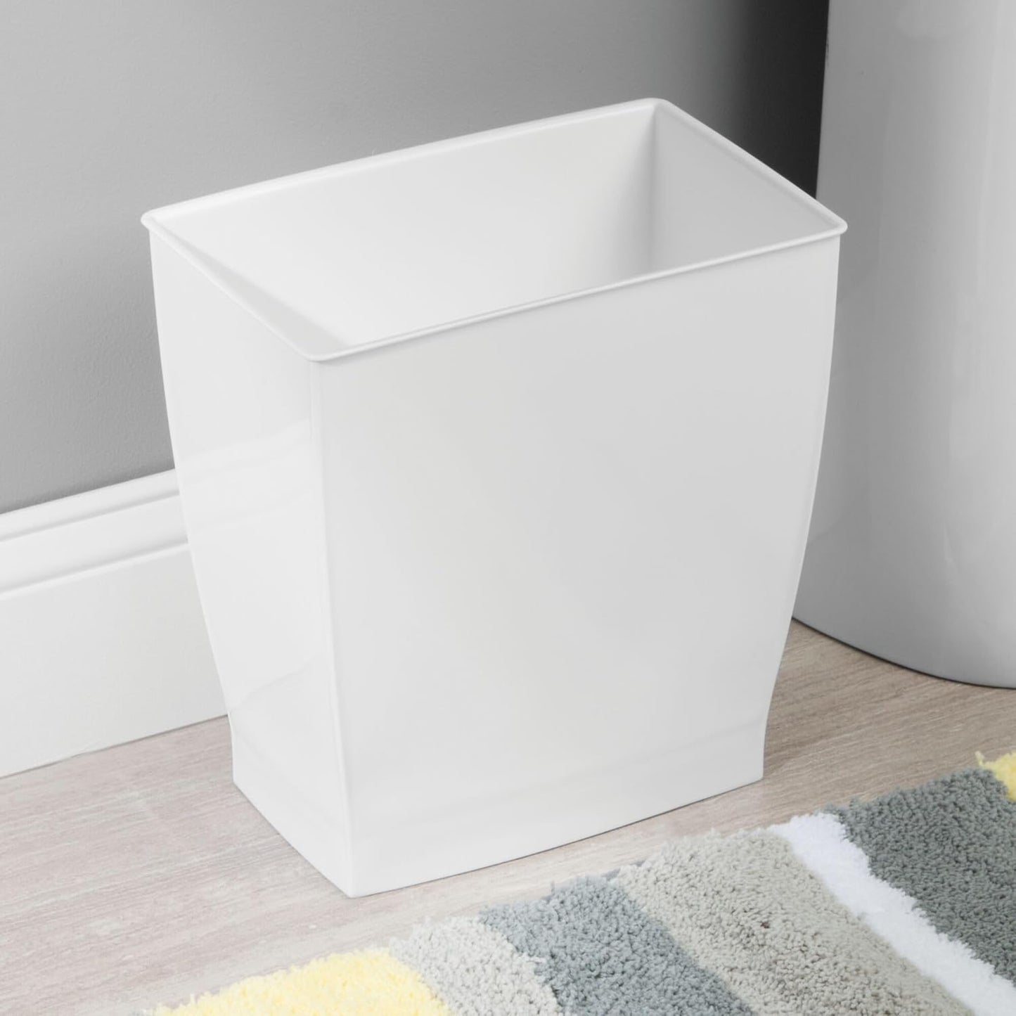iDesign Small Rectangular Bathroom Trash Cans - Set of 2 - White - Made in USA