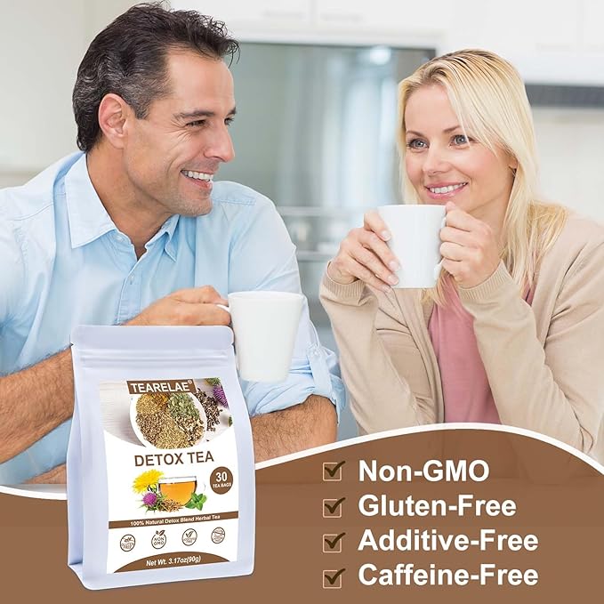 TEARELAE - Detox Tea, 30 Count Herbal Liver Detox Tea Bag - Milk Thistle Seed, Dandelion Root, Licorice Root, Fennel, Turmeric, Peppermint - Support Liver Function