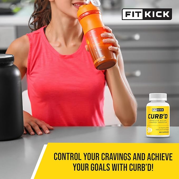 FITKICK CURB'D Capsules, Non-Prescription Over-Eating Control, Energy & Healthy Eating Support - 60 Count
