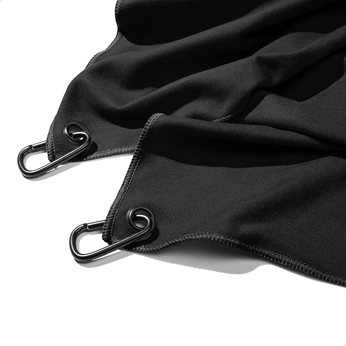 Pocket-Sized Sweat Towels - The Original Sweat Absorbing Handkerchiefs - Quick-Dry Microfiber Sweat Rags for Face, Hands, & Body - Men & Women - Gym, Sports, and Work (Black: Large Size, 3 Pack)