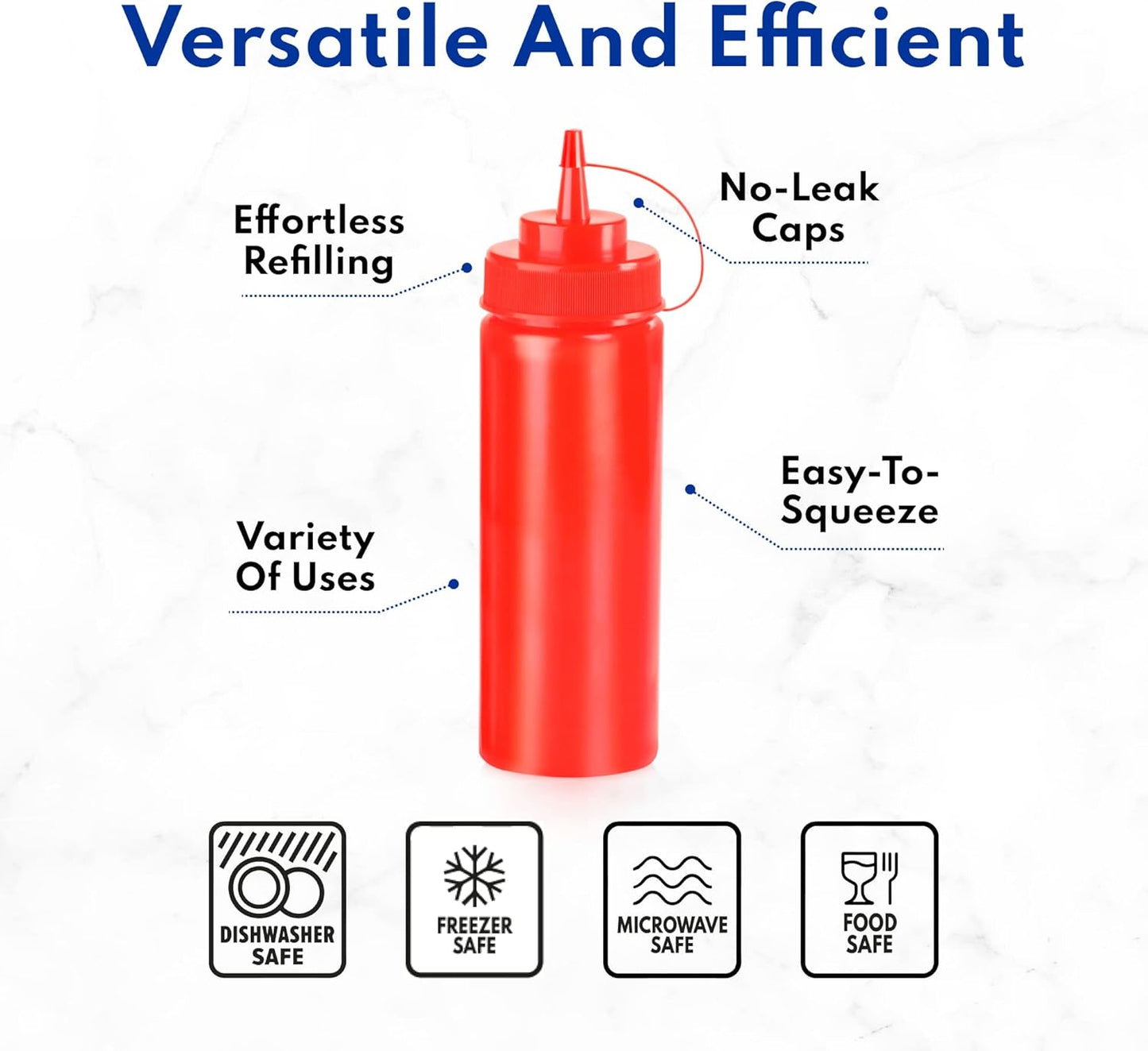 New Star Restaurant Quality Plastic Squeeze Bottle, 12-Ounce, Set of 6, Clear