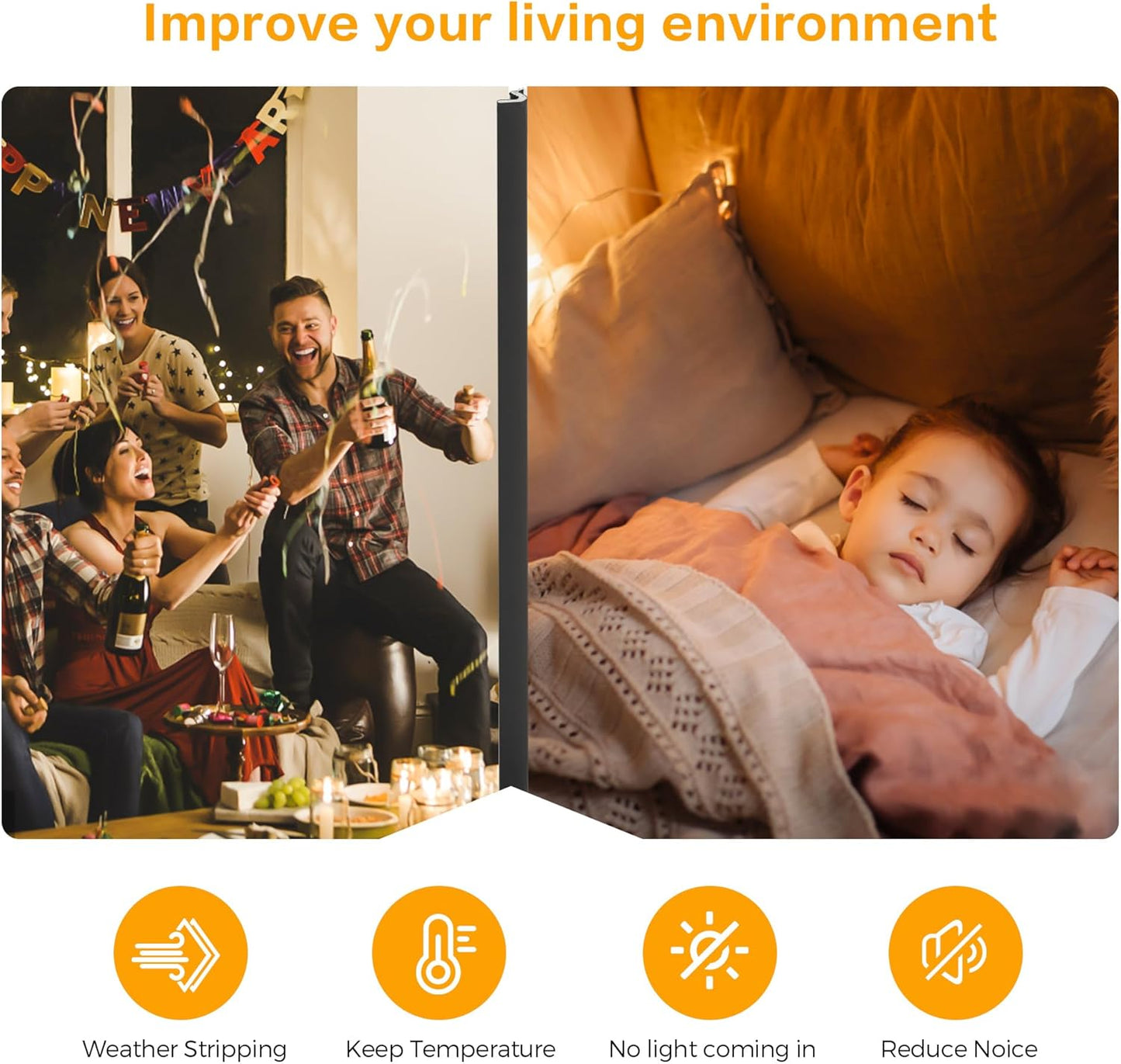 Weather Stripping Door Seal Strip Soundproof Q Foam Weather Stripping for Door Frame, Exterior Door Weather Stripping for Large Gap, Easy to Install(Black, 50FT