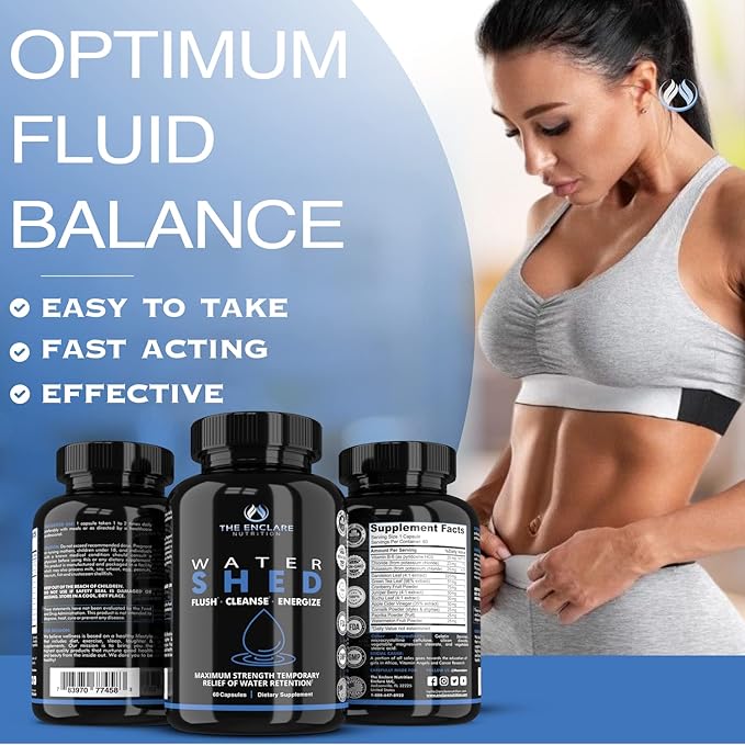 Water Pills Diuretic Water Retention, Liver Detox, Kidney Cleanse, Weight, Swelling, Edema, Bloating Relief, Fluid Balance Watershed Max Strength (1)