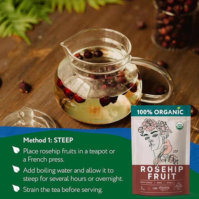 Rosehip Tea Organic (10 LB) โ Dried Rose Hip Fruit Whole โ Source of Vitamin C from Food