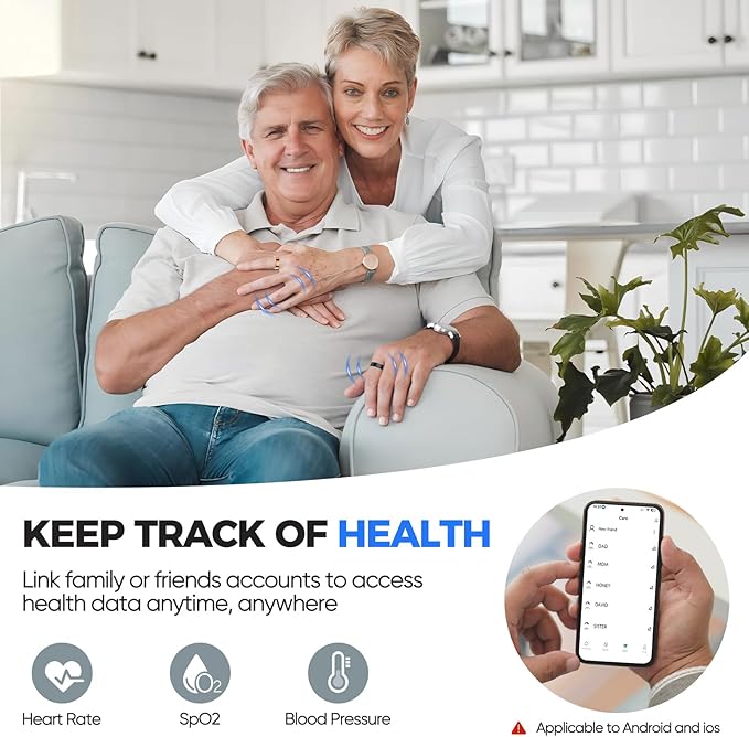 Smart Ring with Sleep Monitoring, No APP Subscription, 10-Day Battery Life, Stress/Heart Rate/Women's Health Tracker, Android & iOS Compatible (Black, 11)