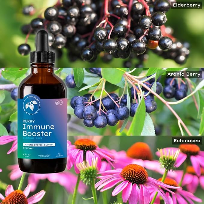 Mountain Meadow Herbs Berry Immune Booster for Kids Immune Support, with Elderberry and Echinacea - 4oz.