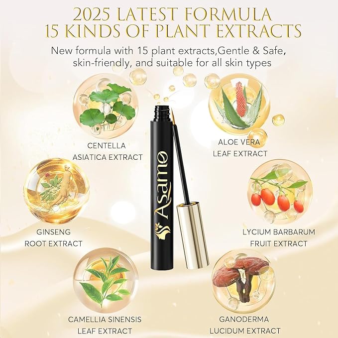 Eyelash Growth Serum – 15 Plant Extracts for Longer, Denser & Robust Lashes,Boosts Natural Lash Development,eyelash serum,Enhance Natural Beauty, Hypoallergenic Oil Free,lash growth serum(Black-Gold)