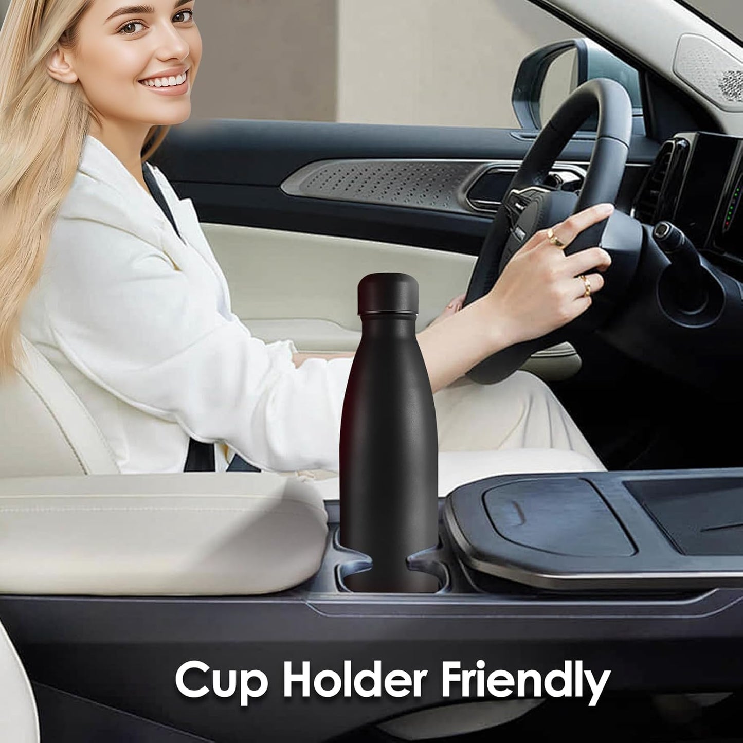 25oz Cola-Bottle Shaped Stainless Steel Leak-proof Water Bottle,Double Wall Vacuum Insulated Metal,Travel Mug For Sports Indoors & Outdoors,BPA-Free School Kids Flasks,Black(4 Pack)