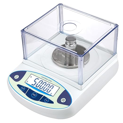 Lab Analytical Balance 500g x 0.001g Precision Digital Scale 0.001 Gram Accuracy Laboratory Scientific Milligram Scale Jewelry Scales with Windshield