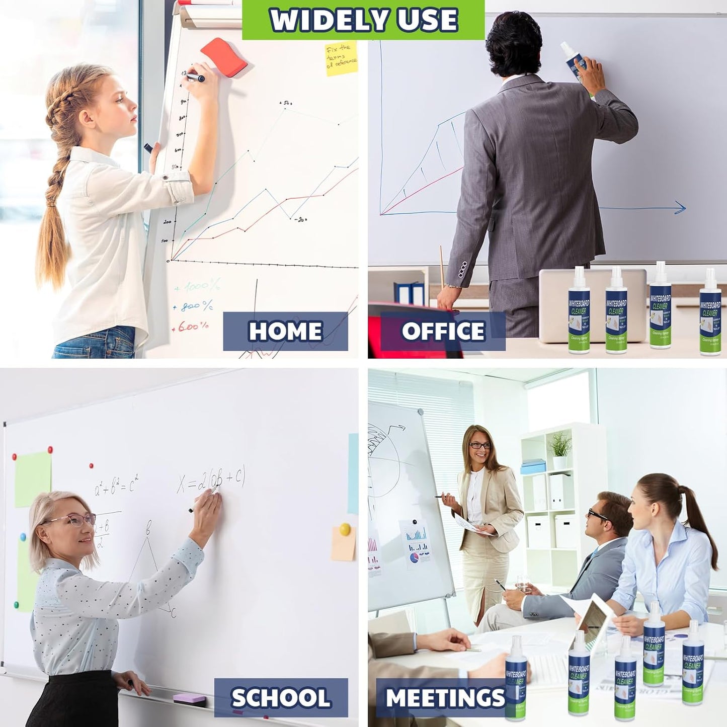 24 Pack Whiteboard Cleaner Spray Bottle 8.5oz Dry Erase Board Surface Cleaner White Board Cleaning Spray Removes Stubborn Marks from Chalkboard