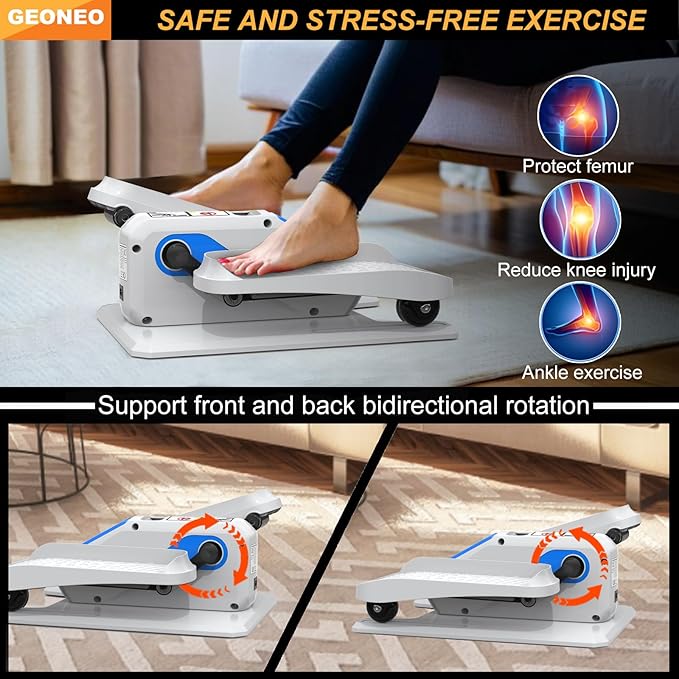 Under Desk Elliptical Machine, Electric Ellipse Leg Exerciser for Senior, Quiet and Compact Electric Seated Pedal Exerciser for Home with Monitor, Remote Control and 12 Adjustable Speeds