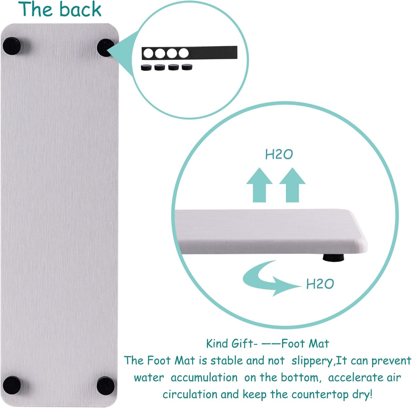 2 Pcs Water Absorbing Stone Trays, Kitchen/Bathroom Sink Soap Dish, Diatomite Tray Used for Hand Soap & Cosmetic Bottles in The Modern Home, 3.15" W x 10.2" L, White