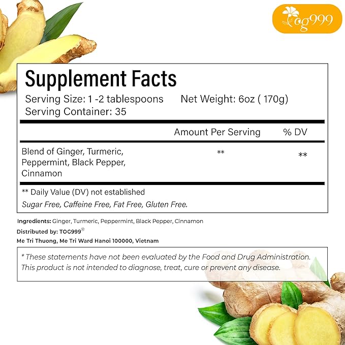 TOG999, 12oz/200 cups Anti-Inflammaheb Loose Leaf Tea | 100% Natural Blend of Ginger, Turmeric, Peppermint, Black Pepper & Cinnamon | Caffeine-Free, Sugar-Free, Gluten-Free, Vegan, Handcrafted