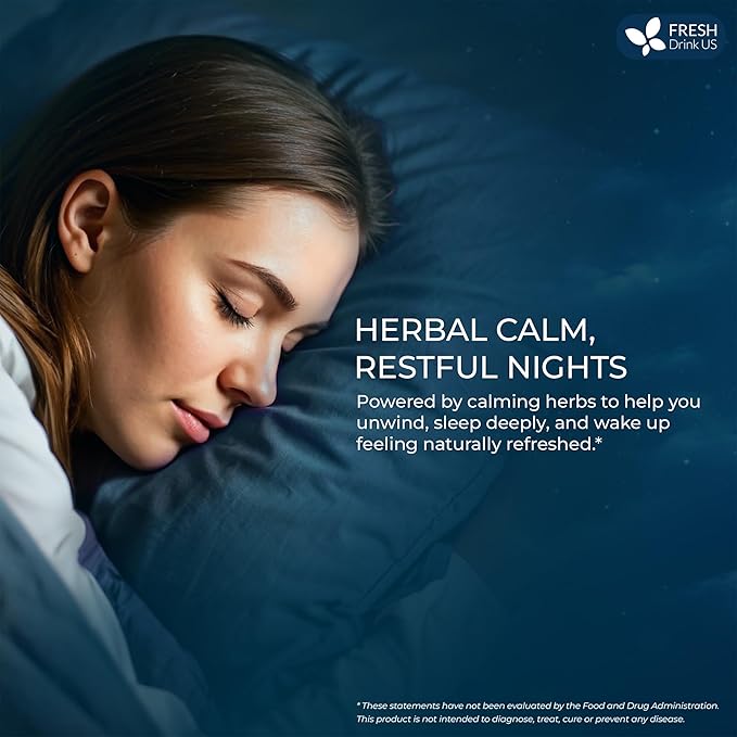 FreshDrinkUS, Premium 55 Tea Bags Better Sleep Herbal Tea | Caffeine-Free Loose Leaf Blend with Spearmint Leaves, Lemongrass Leaves, and Hawthorn Berry – Naturally Refreshing and Aromatic.