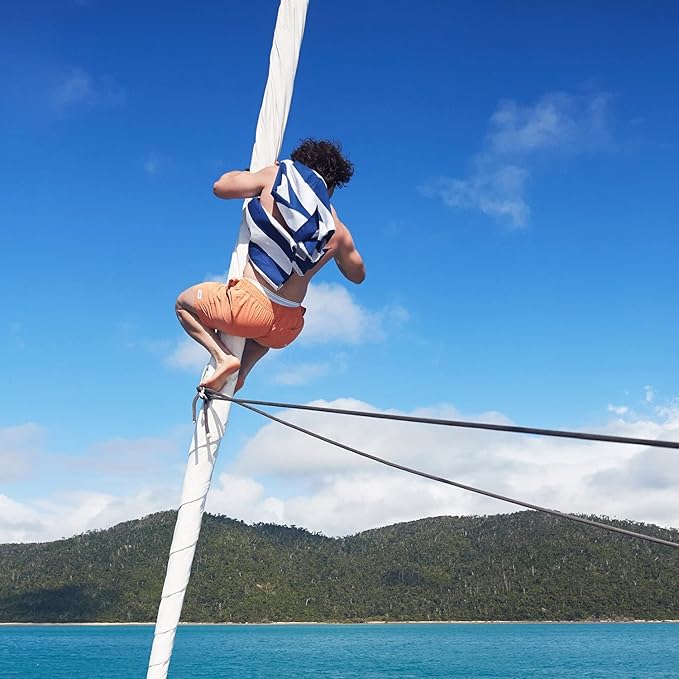 Dock & Bay Beach Towel - Quick Dry, Sand Free - Compact, Lightweight - 100% Recycled - Includes Bag - Cabana - Whitsunday Blue - Extra Large (200x90cm, 78x35)