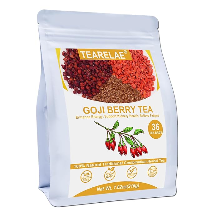 TEARELAE - Five Flavors Goji Berry Tea Bags - 6g x 36 Count - Traditional Herbal Tea Combination For Men - Non-GMO - Caffeine-free - Restore Passion & Digestion Support