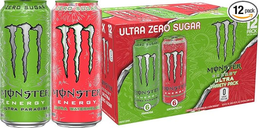 Monster Energy Drink Ultra Paradise and Ultra Watermelon, Variety Pack, 12 Pack - 12 pack, 16 fl oz cans