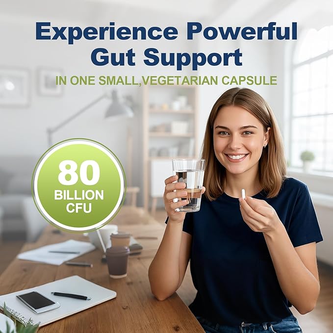 Probiotic Prebiotic, Postbiotic & Digestive Enzymes for Digestive Health, 80 Billion CFU Probiotics Complete Gut Support with Berberine, Cinnamon, L-Glutamine, for Men & Women, 120 Capsules