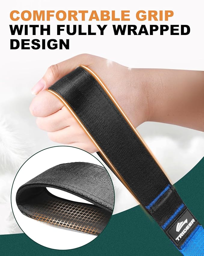 Trideer Stretching Strap for Physical Therapy, Non-Elastic Yoga Straps for Stretching with 10 Loops, Durable Nylon Stretch Bands for Exercise, Pilates, Gymnastics, Leg Stretcher with Guidance and Drawstring Bag