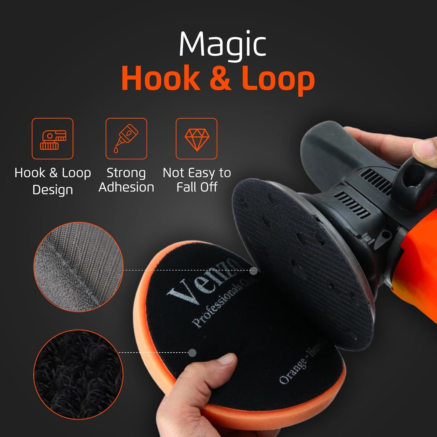 Venzo 5 Inch Buffing Polishing Pads, 5 Pcs 5.5" inch Front Side for 125mm Backing Plate, Buffing Polishing Kit, Cutting, Polishing & Waxing Pads for Car Buffer & Polisher